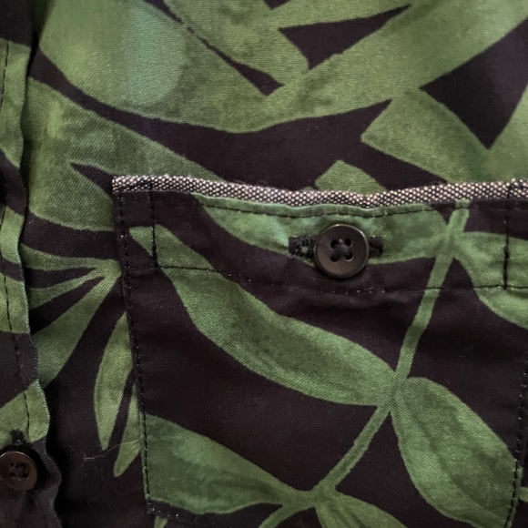 Blue and Green Tropical Button Down Shirt - Picture 3 of 4